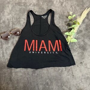 Champion Black Cropped Tank Top with Red MIAMI Lettering